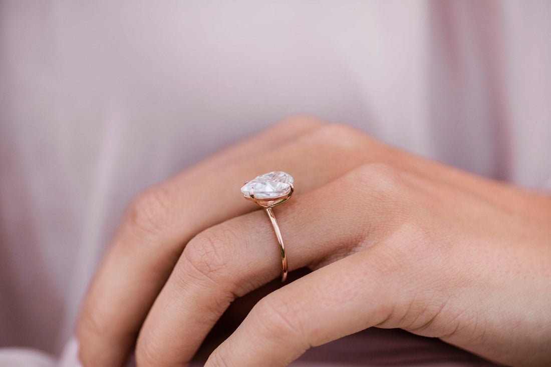 3.20CT Pear Cut Moissanite Solitaire Engagement Ring