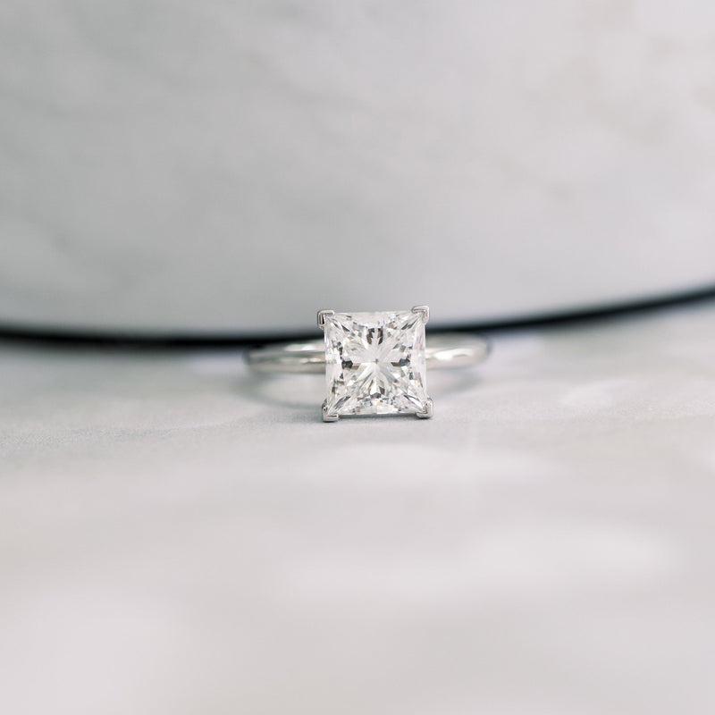 1.75ct Princess Cut Moissanite Solitaire Engagement Ring