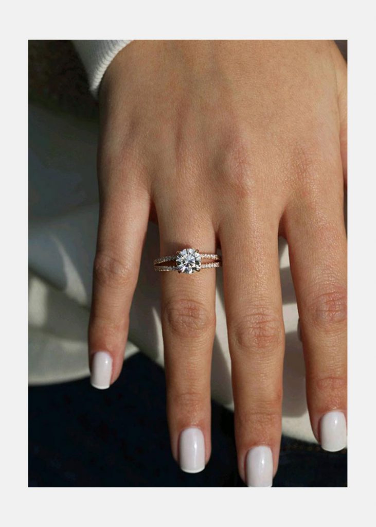 1.90ct Round Brilliant Cut Split Shank Style Moissanite Engagement Ring