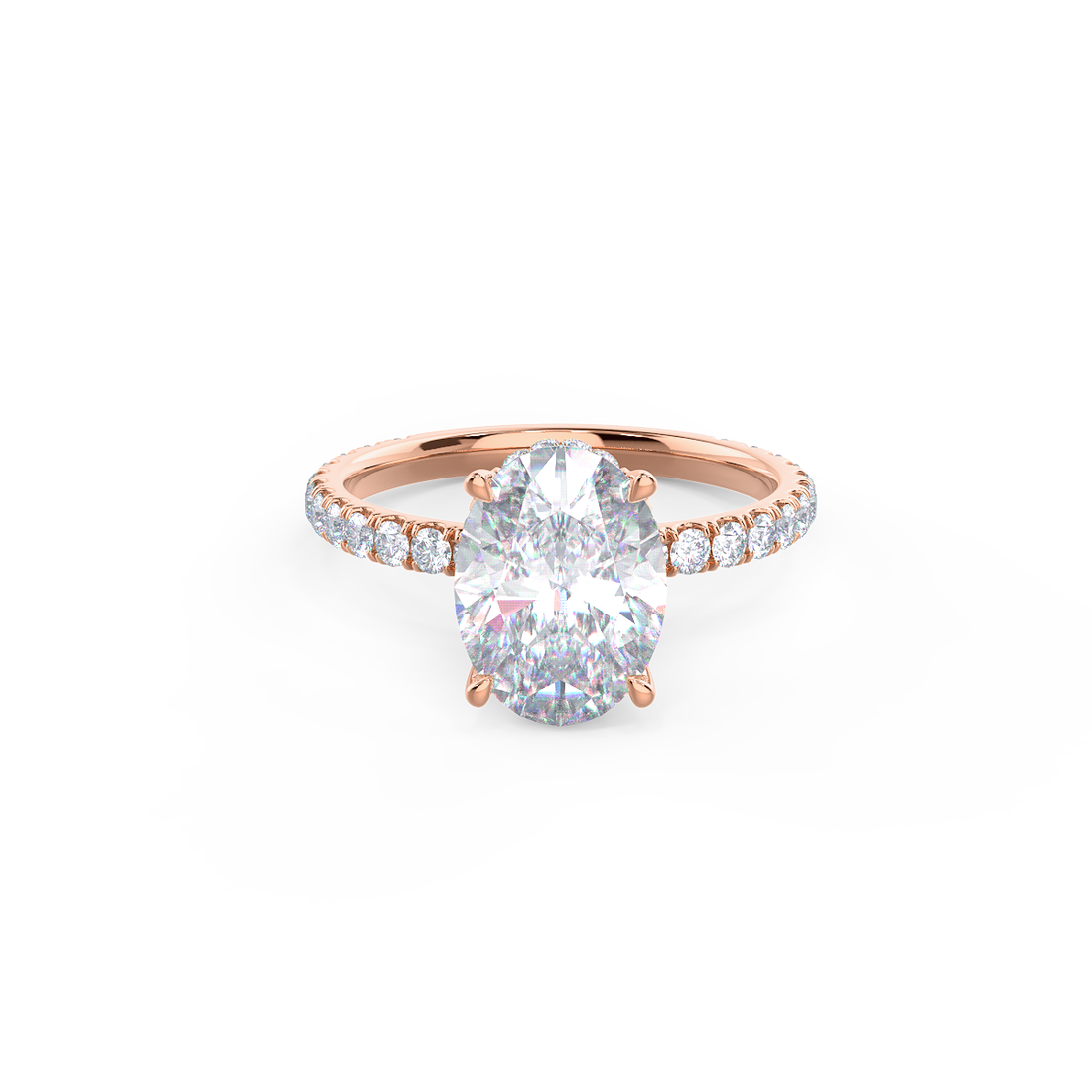 2.25CT Oval Moissanite Solitaire Pave Setting Engagement Ring