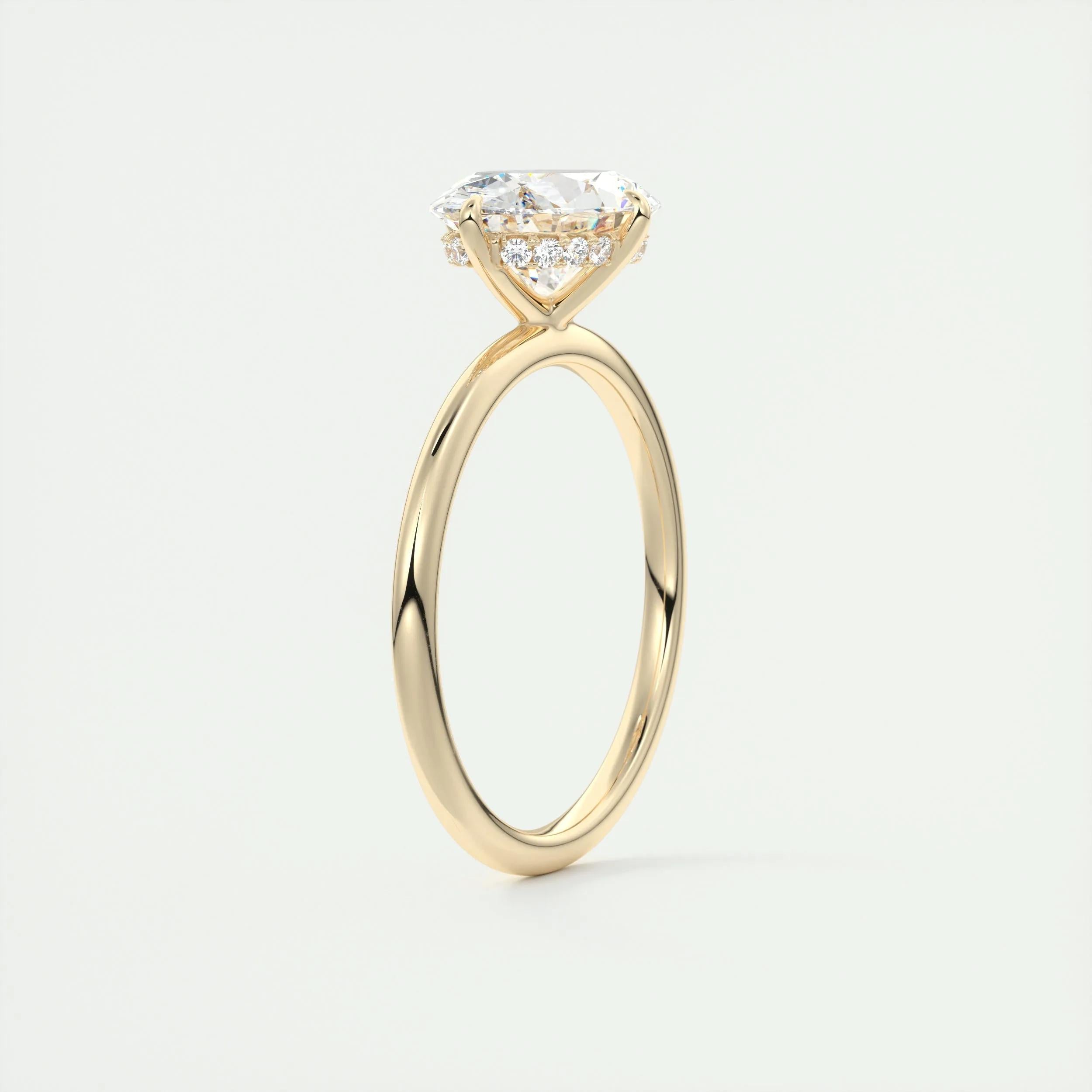 2.5 Ct Oval solitaire with Hidden Halo Moissanite Diamond Engagement Ring