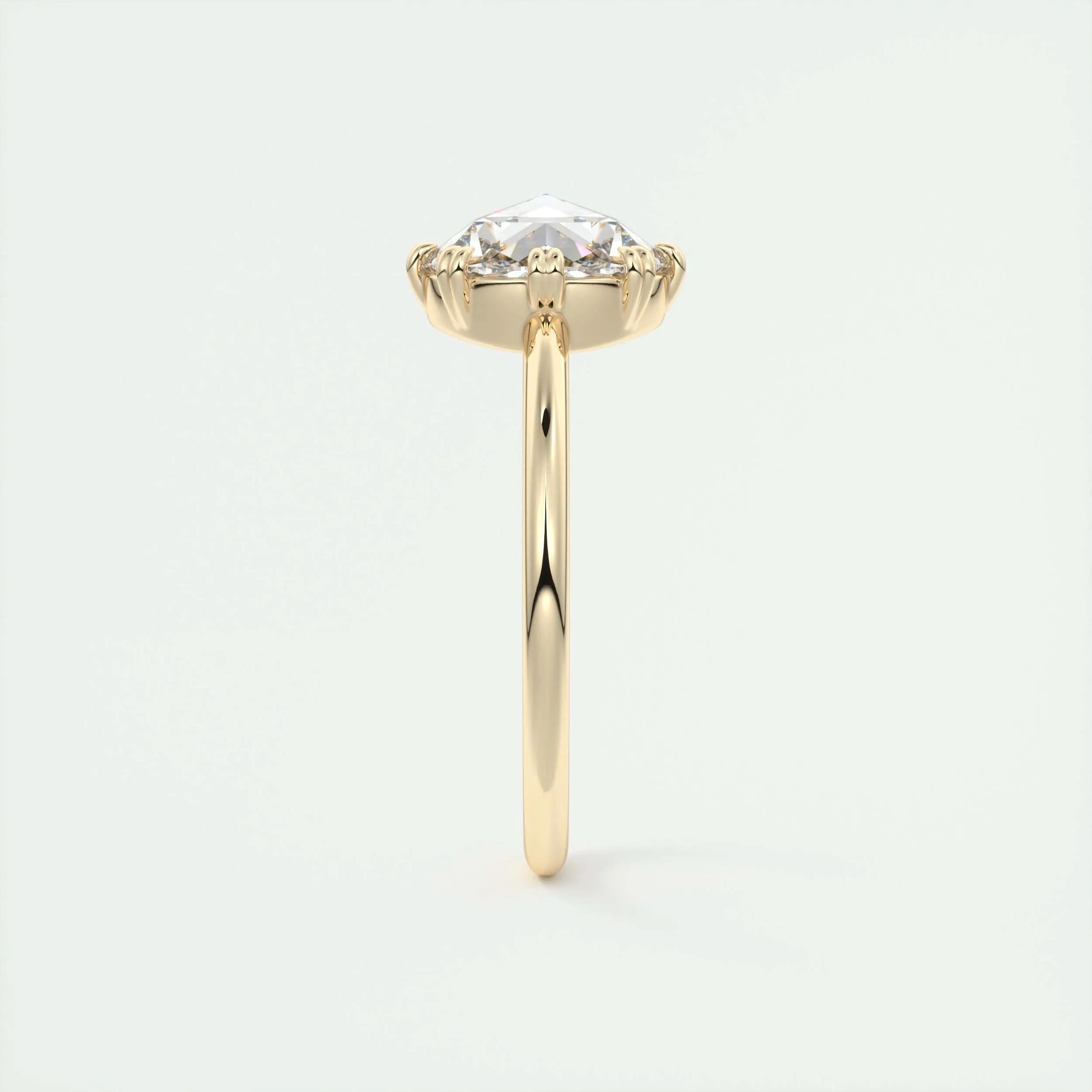 1.85 Ct Rose Cut Solitaire Full Bezel Moissanite Diamond  Engagement Ring