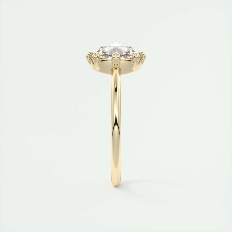 1.85 Ct Rose Cut Solitaire Full Bezel Moissanite Diamond  Engagement Ring