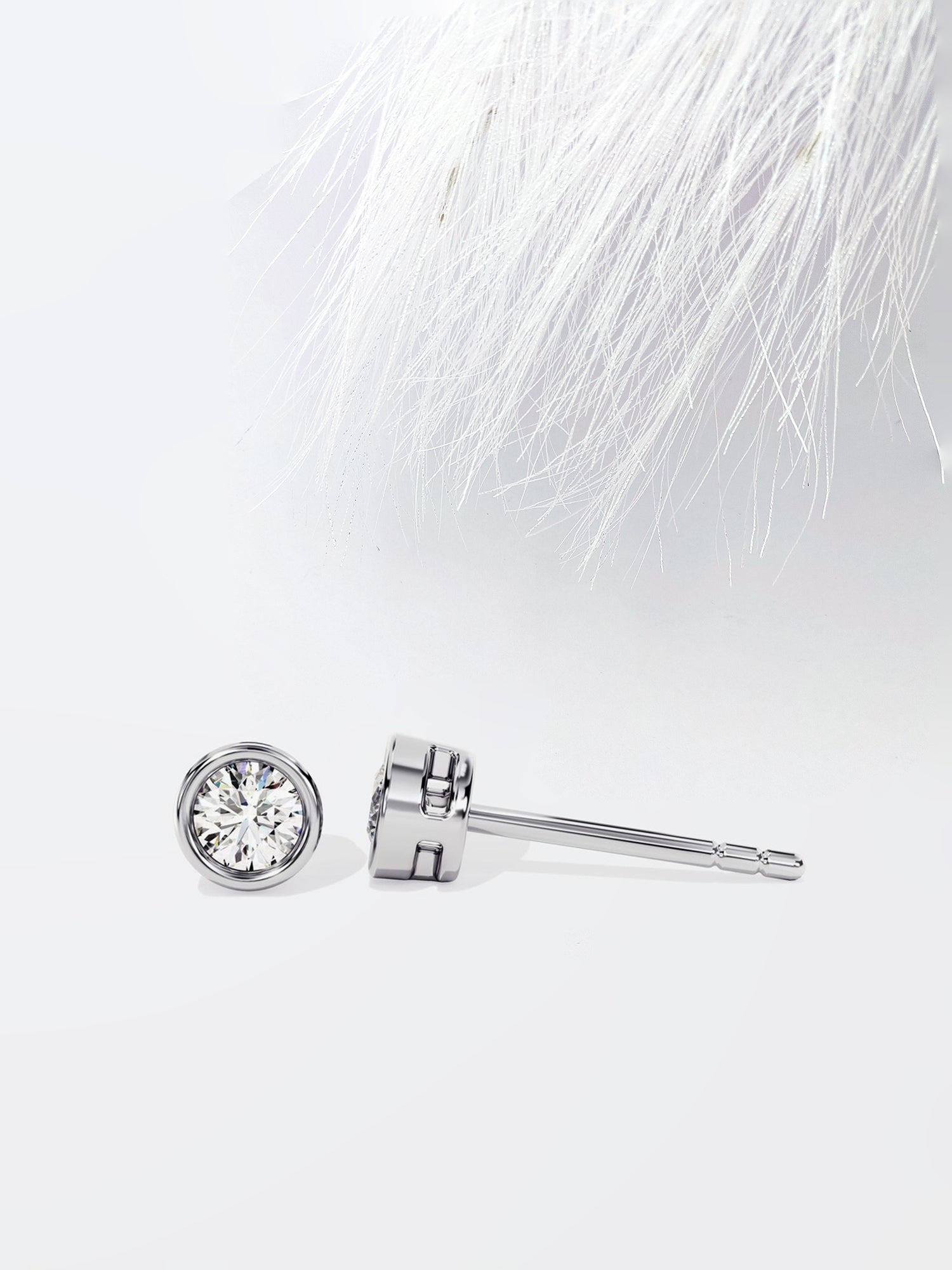 0.30ct Round Cut Bezel Set Moissanite Diamond Earrings