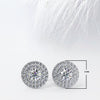 Round Cut Moissanite Double Halo Diamond Earrings in White Gold