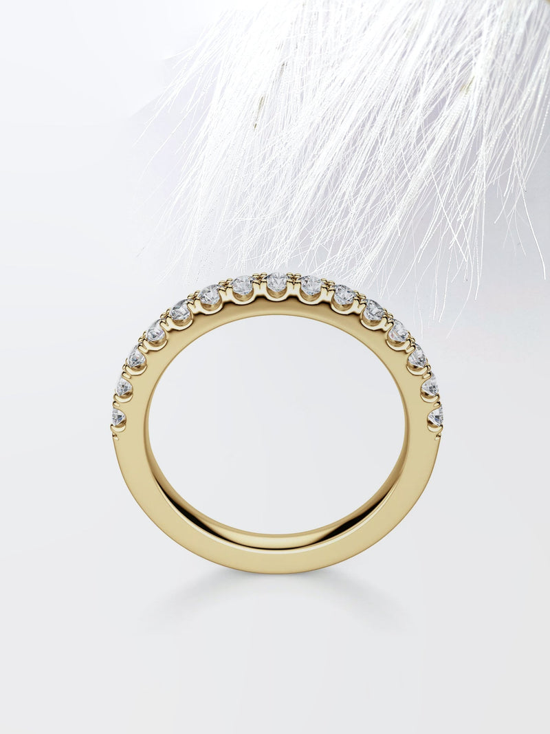 Round Cut Moissanite scalloped pave Diamond Wedding Band