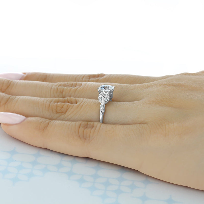 1.0CT Round Cut Cluster Vintage Style Moissanite Engagement Ring