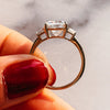 3.50CT Emerald Cut Moissanite 3 Stones Engagement Ring