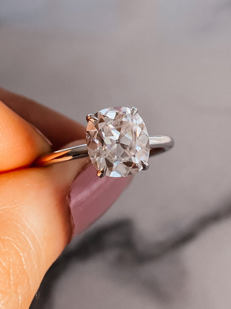 1.50CT Elongated Cushion Cut Moissanite Solitaire Engagement Ring