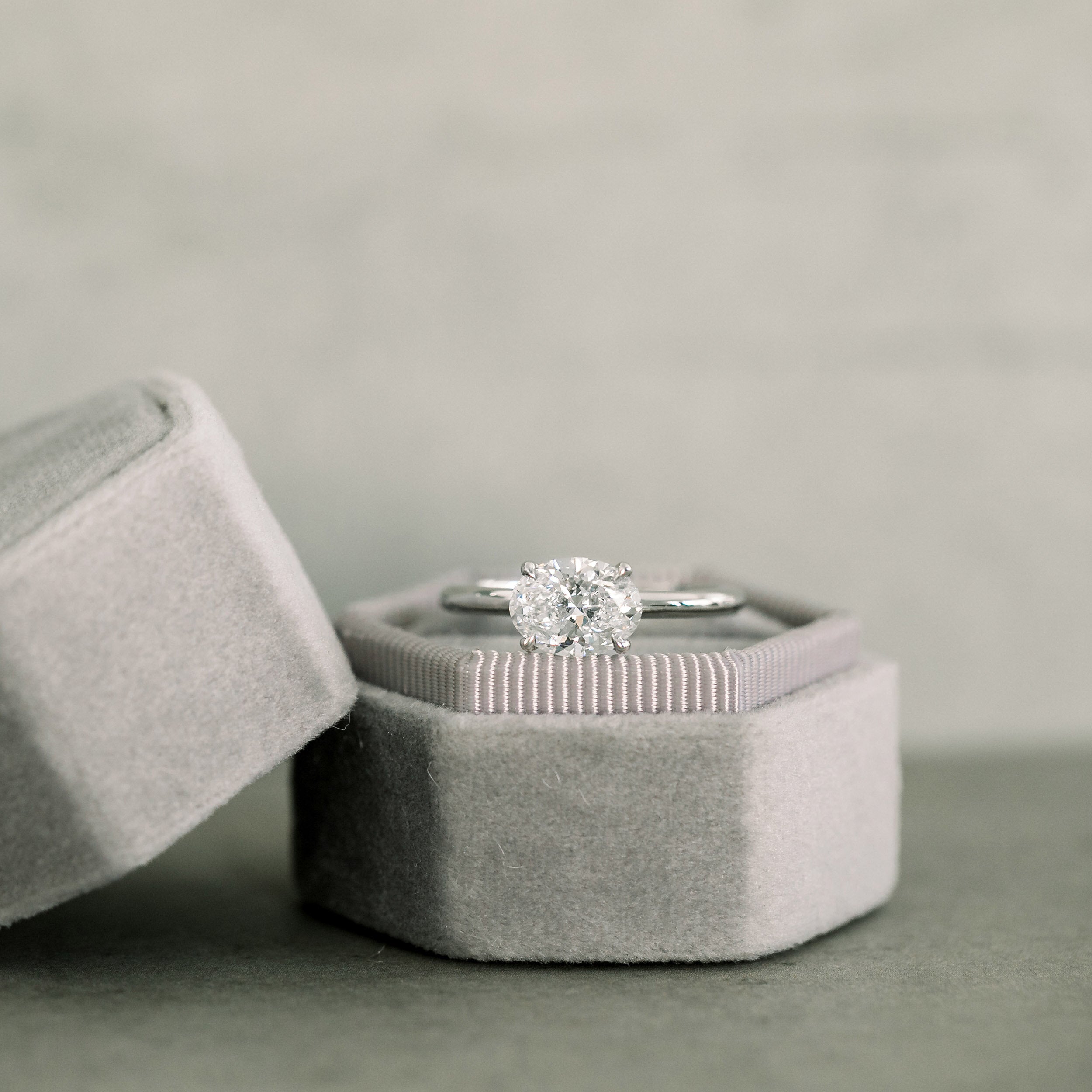 2.0ct East-West Oval Cut Moissanite Solitaire Engagement Ring