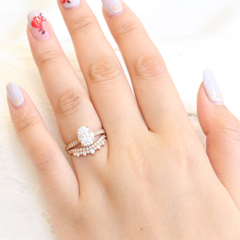 2.0CT Oval Moissanite Solitaire Bridal Ring Set