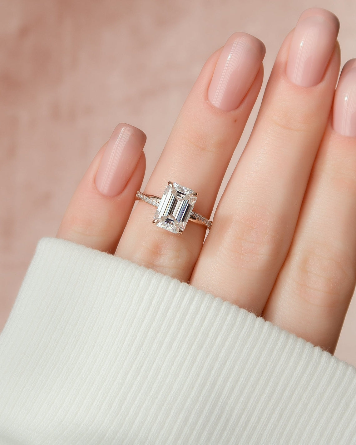 1.0 - 3.0 CT Princess Shape CVD Diamond Hidden Halo & Pave Engagement Ring