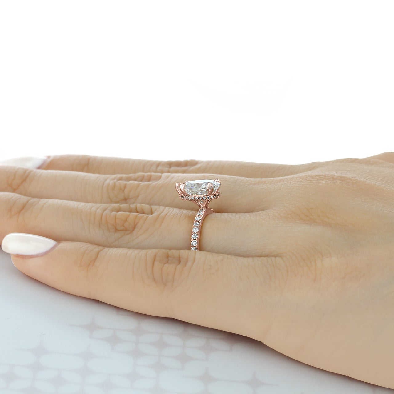 1.93CT Pear Cut Moissanite Hidden Halo Engagement Ring