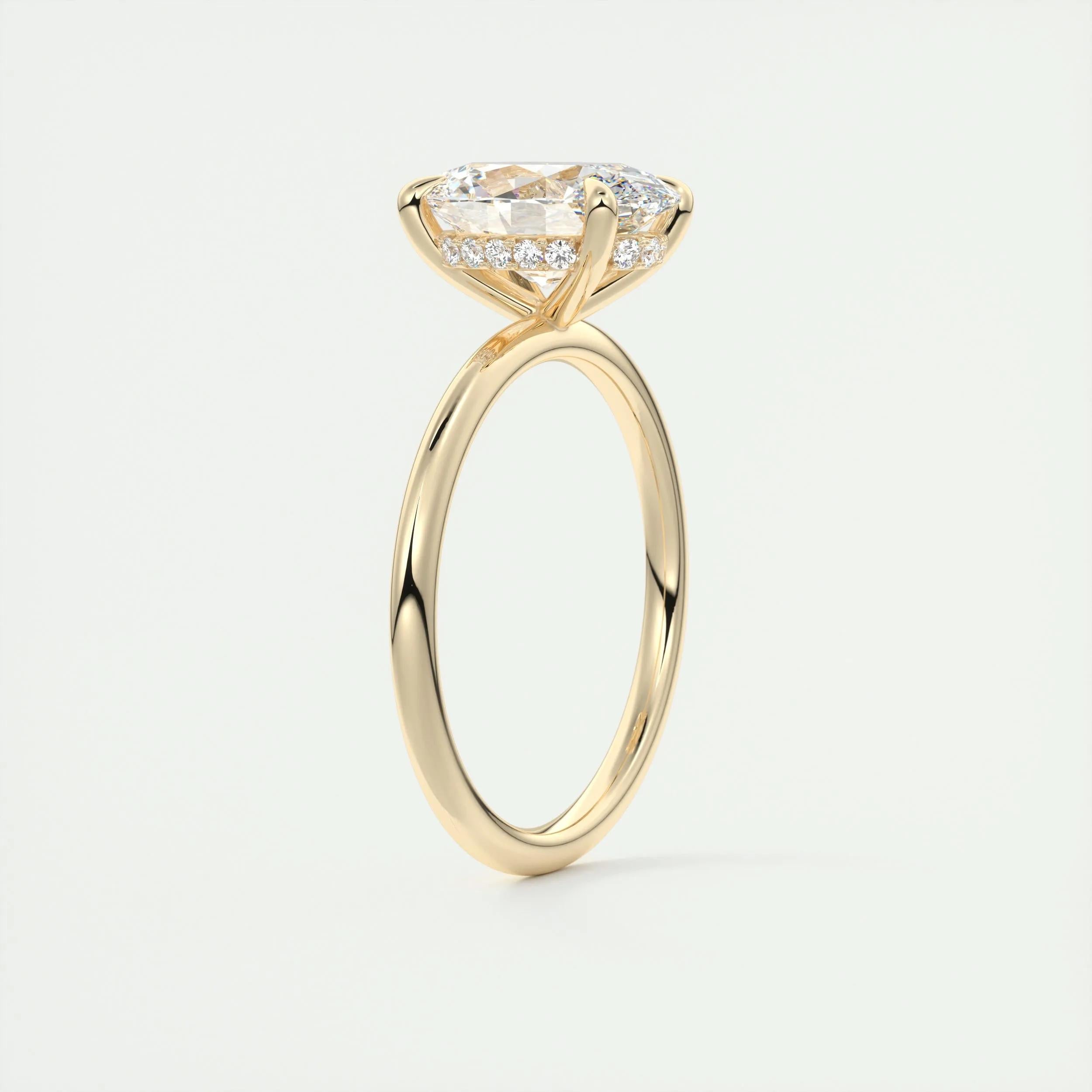 2.5 Ct Oval Solitaire With Hidden Halo Moissanite Diamond Engagement Ring