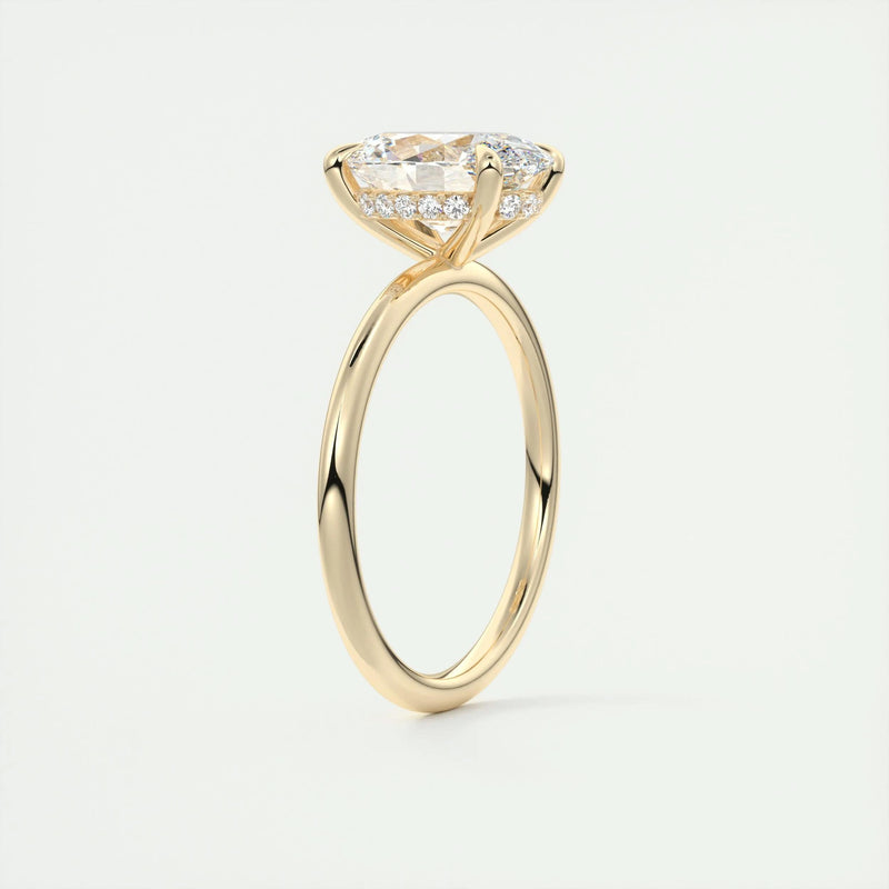 2.5 Ct Oval Solitaire With Hidden Halo Moissanite Diamond Engagement Ring