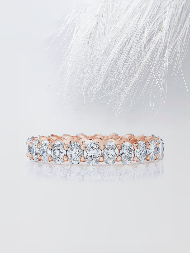 Oval Moissanite Full Eternity Diamond Wedding Band in White Gold