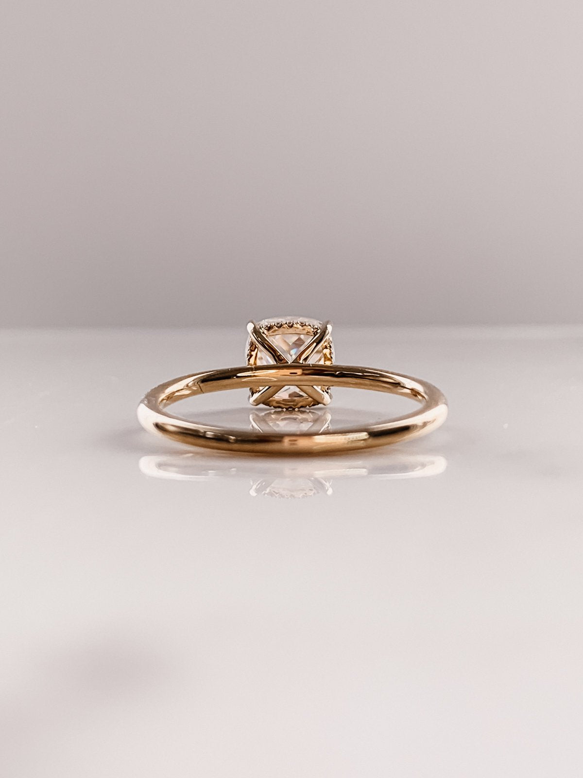 2.50CT Cushion Moissanite Solitaire Engagement Ring With Hidden Halo Setting