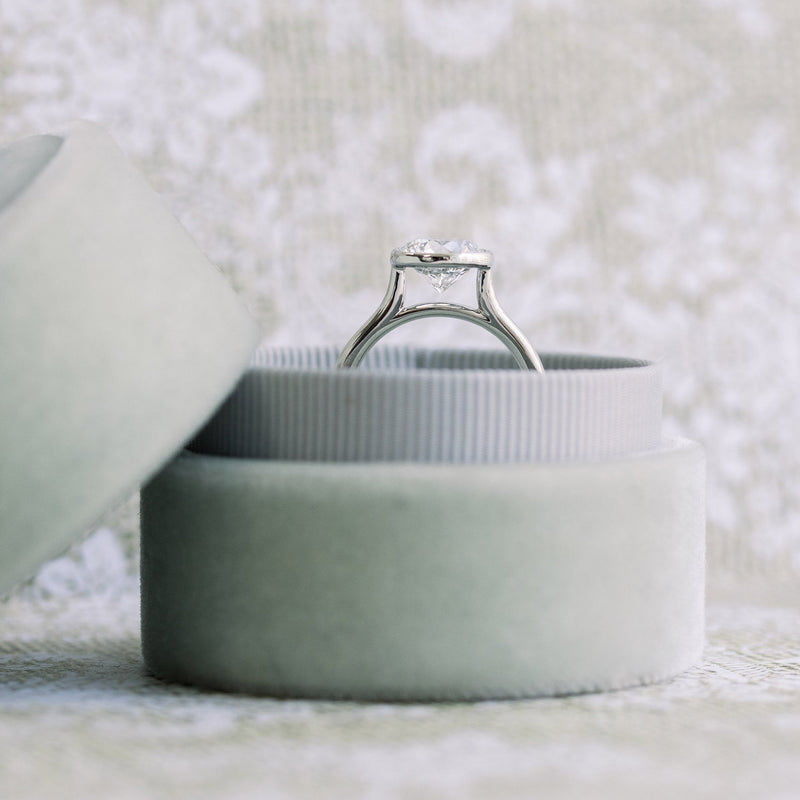 1.5ct Round Cut Moissanite Bezel Solitaire Engagement Ring