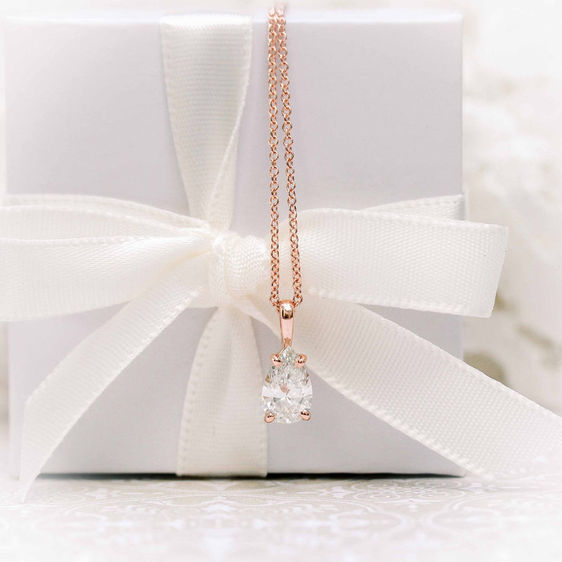 0.50CT-1.0CT Pear Cut Moissanite Solitaire Layering Necklace