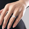 1.0 - 3.0 CT Princess Cut CVD Diamond Pave Lined Band  Engagement Ring