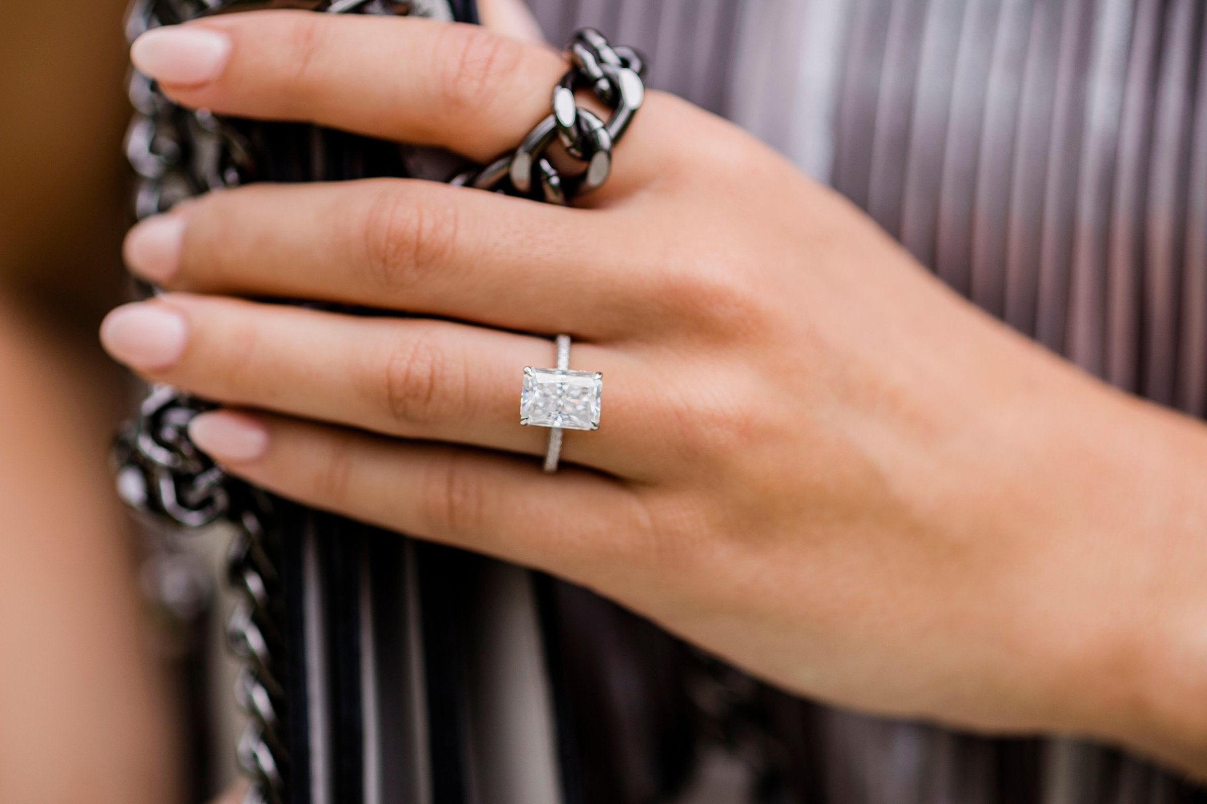 1.60 - 4.60 CT Radiant Moissanite Hidden Halo Pave Setting Engagement Ring