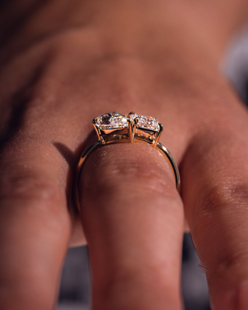 1.95 CT Pear & Princess F/VS2 CVD Diamond Two Stone Style Engagement Ring