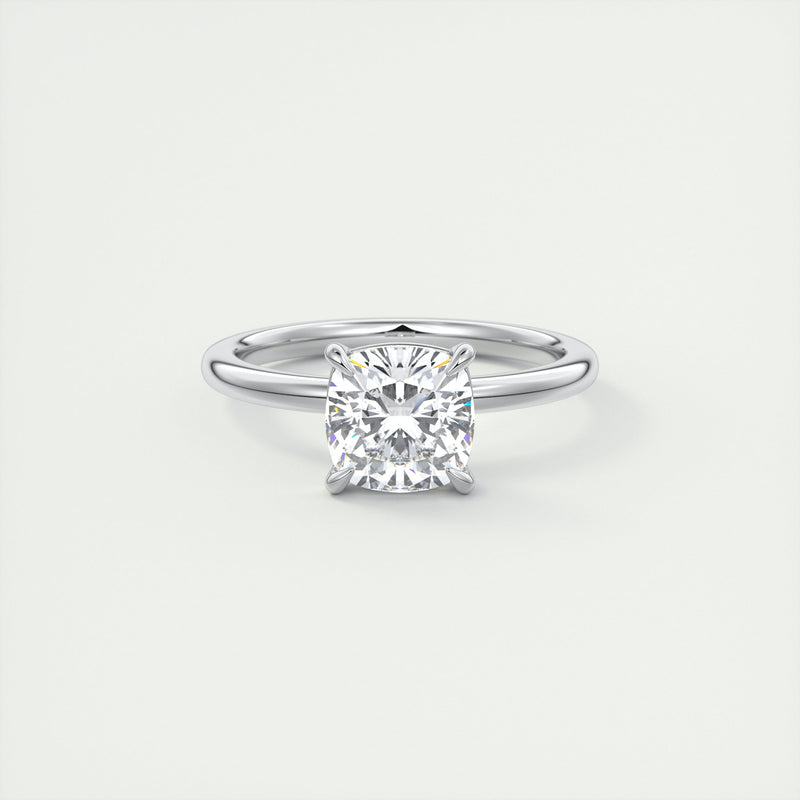 2CT Cushion Cut Moissanite Solitaire Engagement Ring