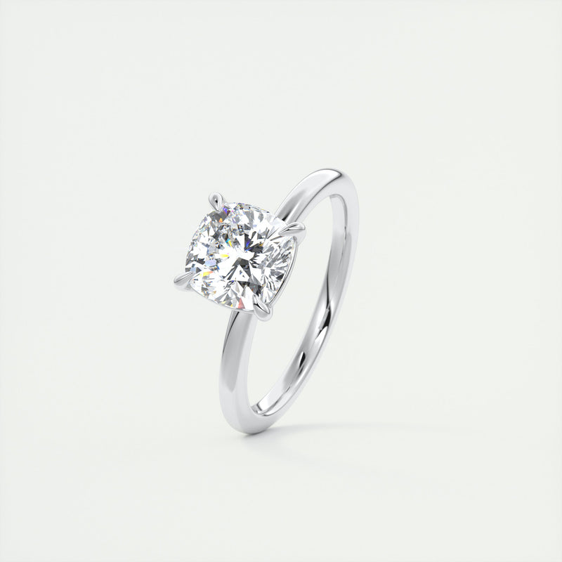 2CT Cushion Cut Moissanite Solitaire Engagement Ring