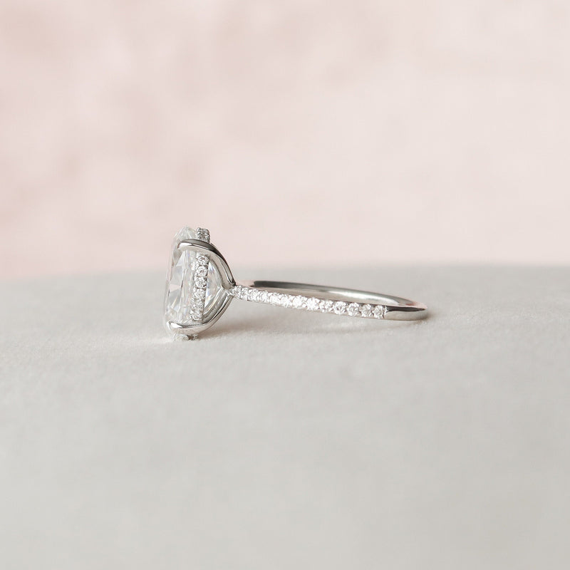 3.20 CT Oval Moissanite Hidden Halo Pave Setting Engagement Ring