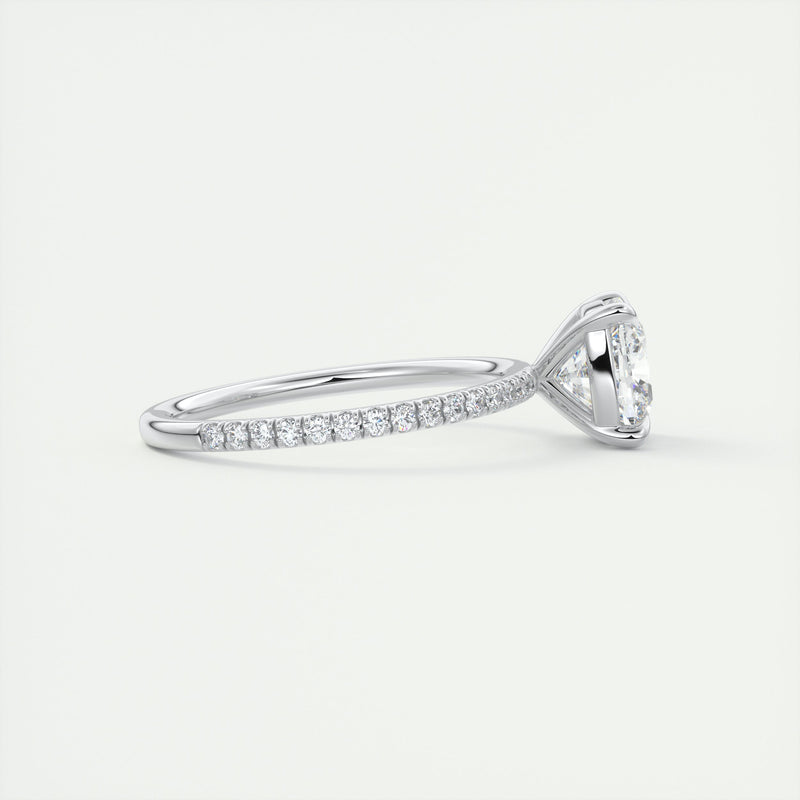 2CT Cushion Cut Moissanite Solitaire Pave Setting Engagement Ring