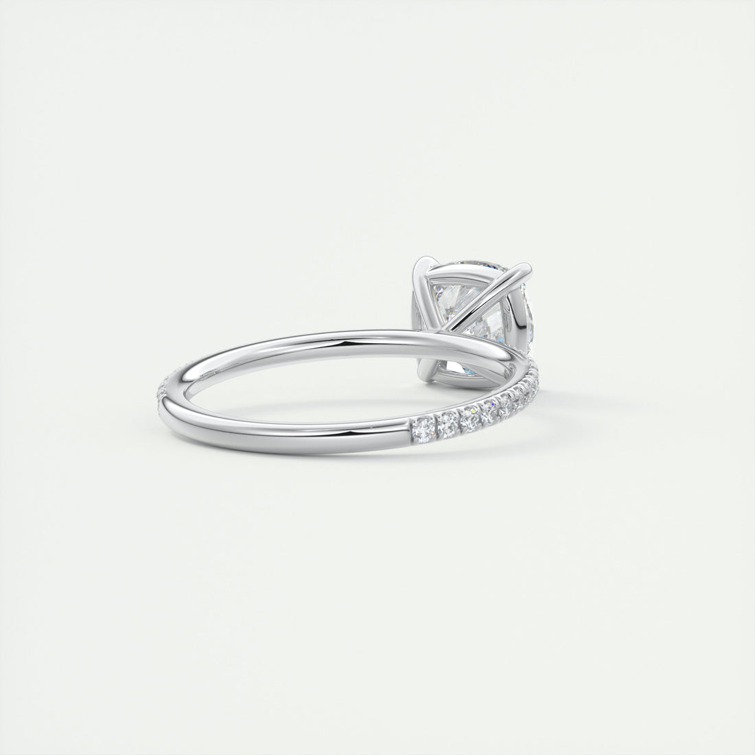 2CT Cushion Cut Moissanite Solitaire Pave Setting Engagement Ring