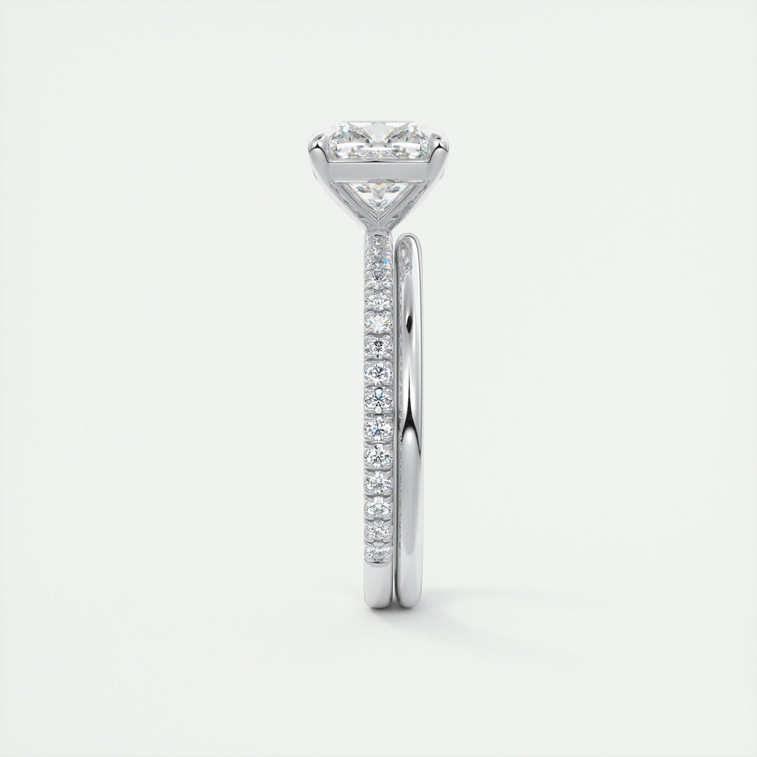 2CT Cushion Cut Moissanite Solitaire Pave Setting Engagement Ring