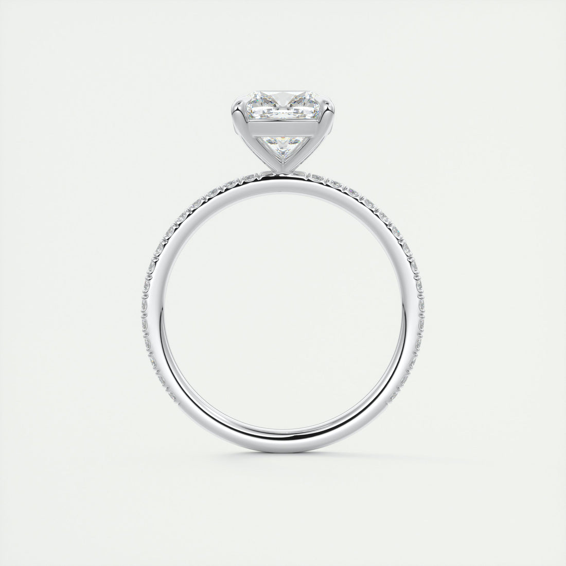 2CT Cushion Cut Moissanite Solitaire Pave Setting Engagement Ring