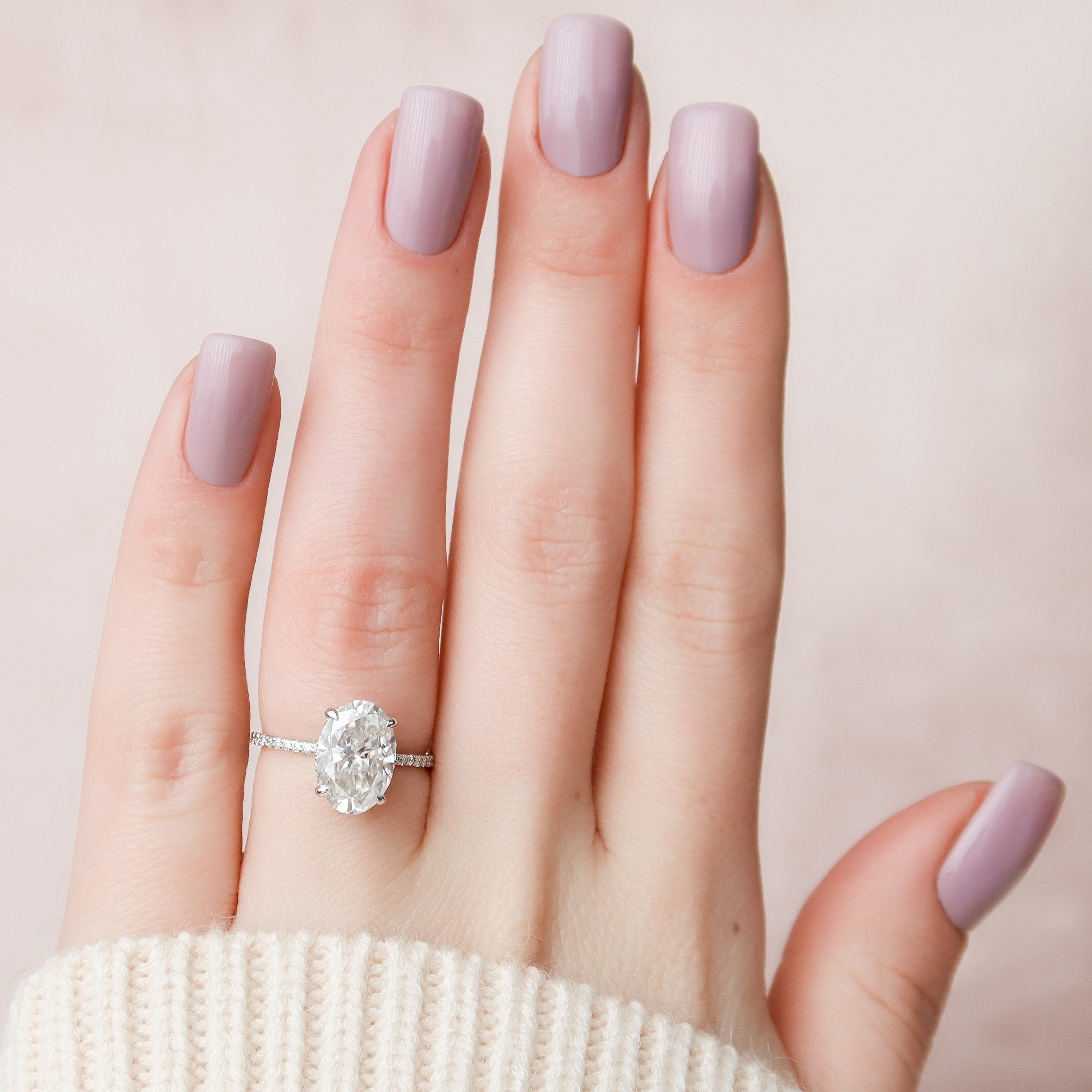 3.20 CT Oval Moissanite Hidden Halo Pave Setting Engagement Ring