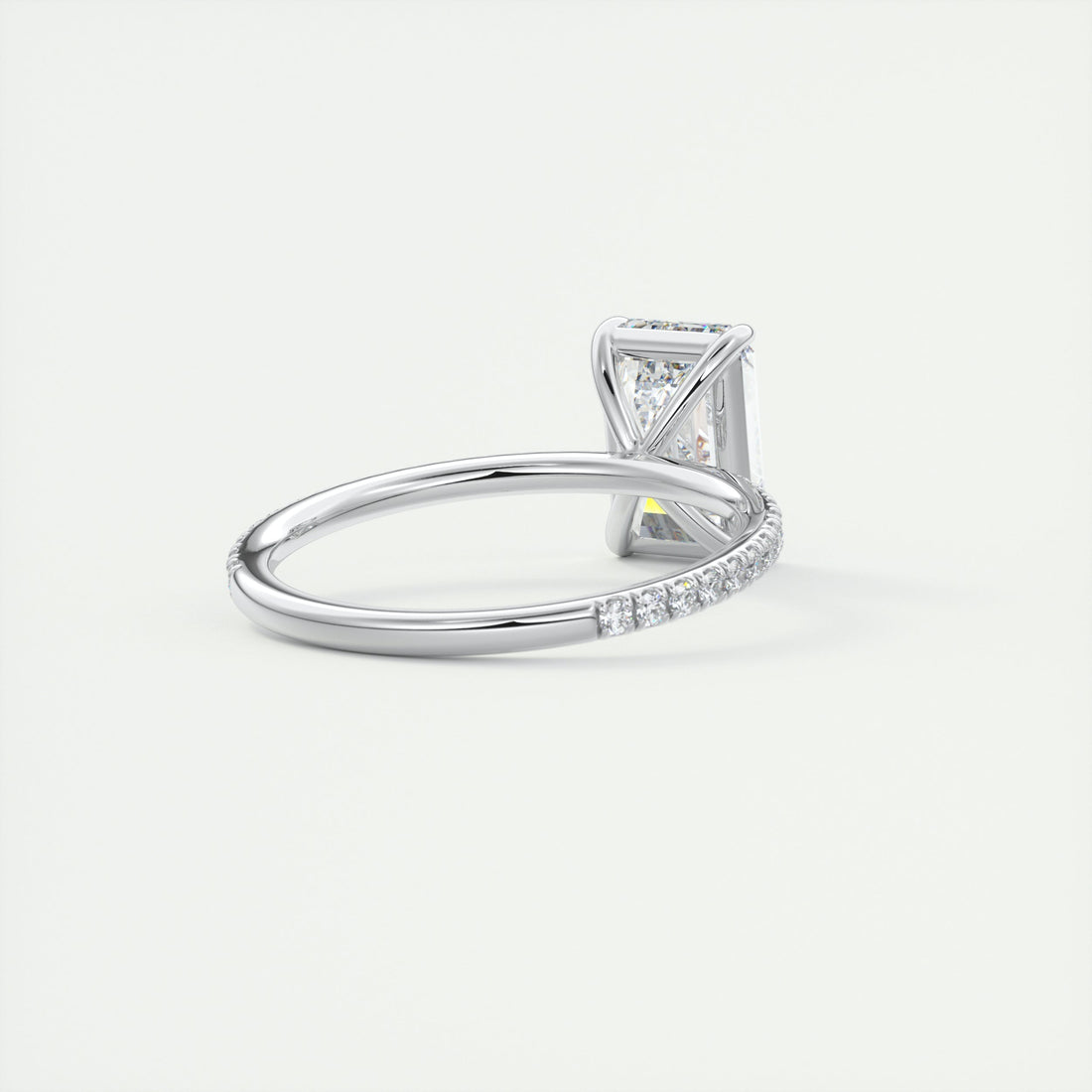2CT Emerald Cut Moissanite Solitaire Pave Setting Engagement Ring
