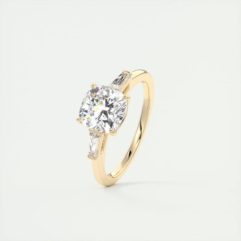 2CT Cushion Moissanite 3 Stones Engagement Ring