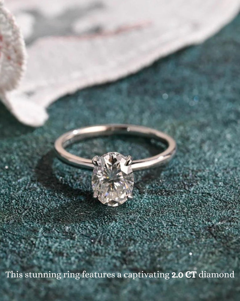 1.0-3.0 CT Oval Cut CVD Diamond Solitaire Engagement Ring