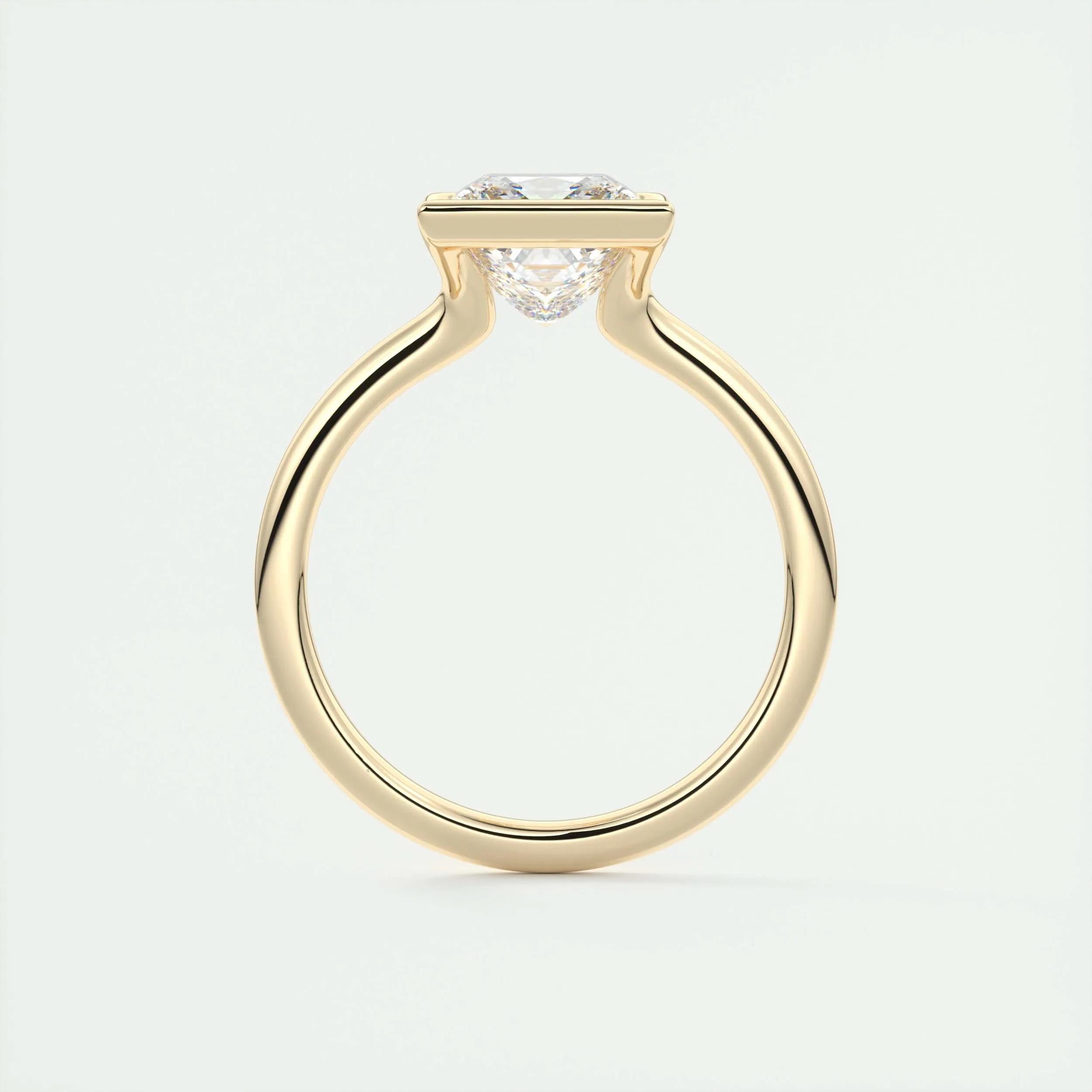 2.0 Ct Princess Half Bezel Solitaire Moissanite Diamond Engagement Ring