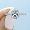 1.35CT Round Cut Halo Moissanite Engagement Ring in 18K White Gold