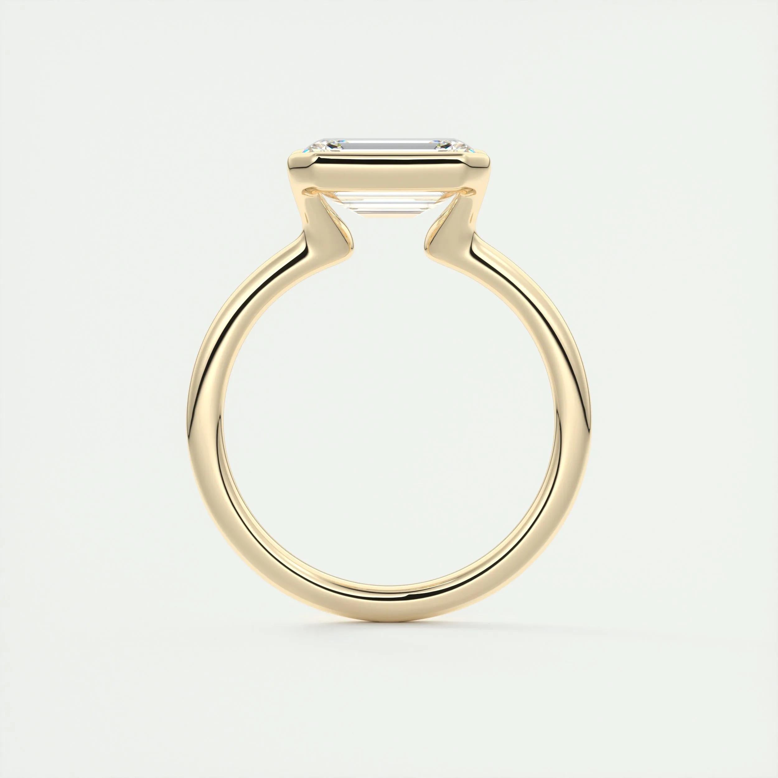 2.0 Ct Emerald East West Half Bezel Solitaire Moissanite Engagement Ring