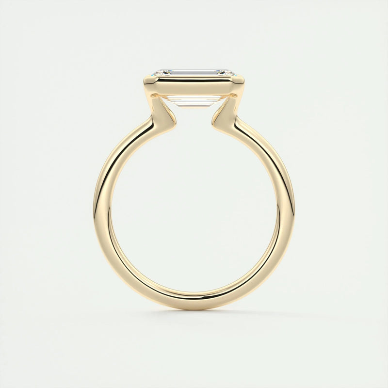 2.0 Ct Emerald East West Half Bezel Solitaire Moissanite Engagement Ring