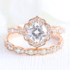 1.0CT Oval Cut Moissanite Halo Bridal Ring Set