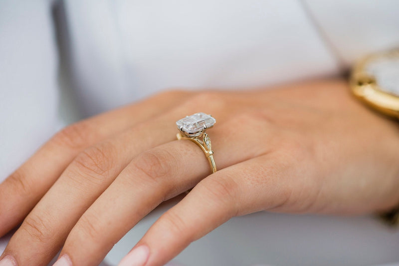 4.10CT Emerald Cut Moissanite Solitaire Engagement Ring