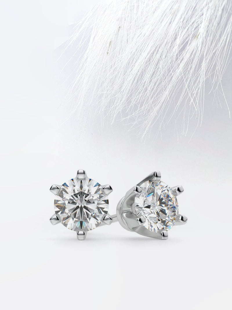 Round Cut Moissanite Stud Diamond Earrings for Women