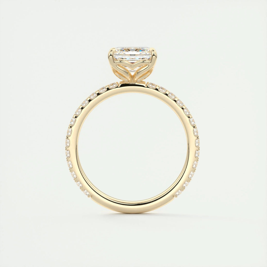 2.0 Ct Asscher  Pavé Moissanite  Diamond  Engagement Ring