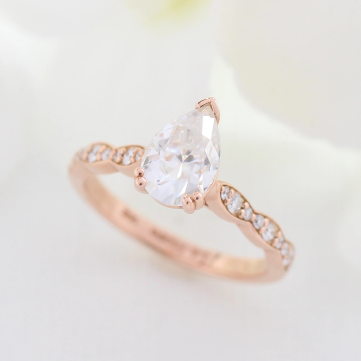 1.50CT Pear Cut Moissanite Solitaire Engagement Ring
