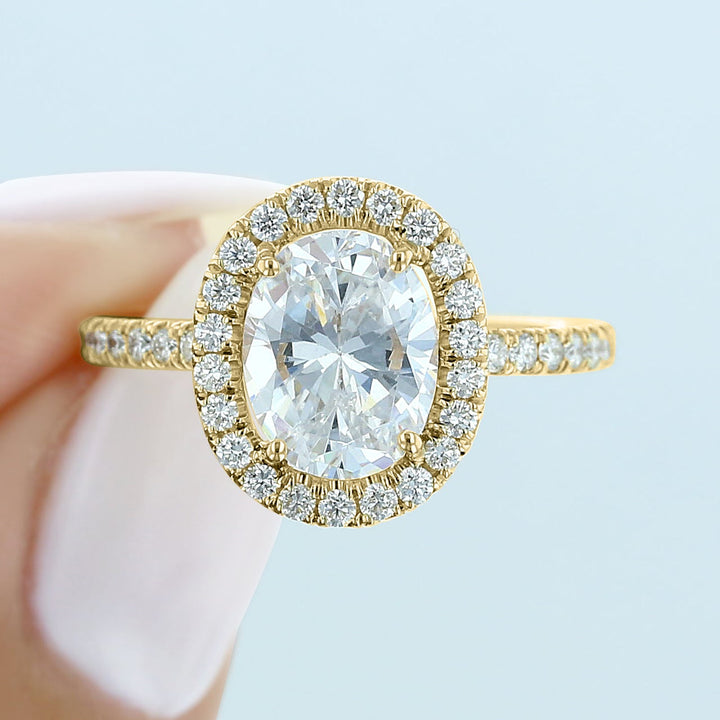 1.33ct Oval Cut Moissanite Halo Engagement Ring