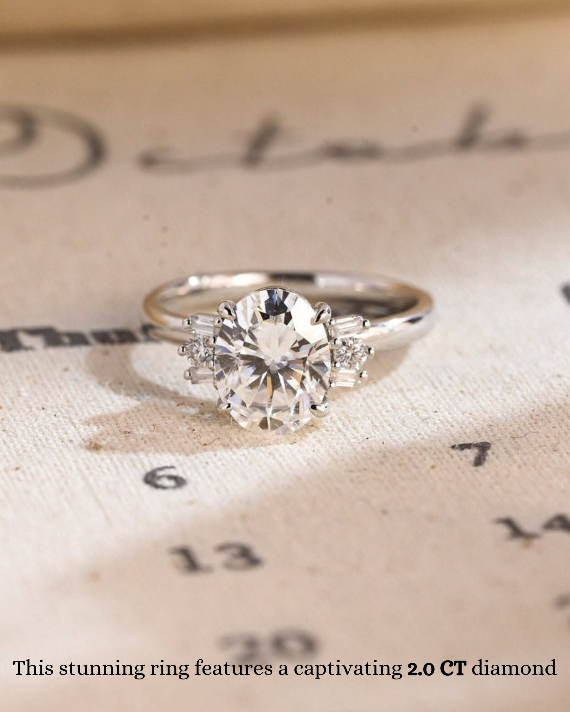 1.0 - 3.0 CT Oval CVD Diamond Cluster Engagement Ring