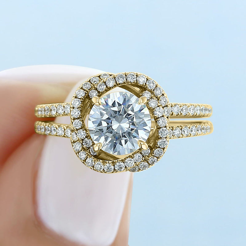 1.0ct Round Cut Art Deco Floral Style Moissanite Engagement Ring