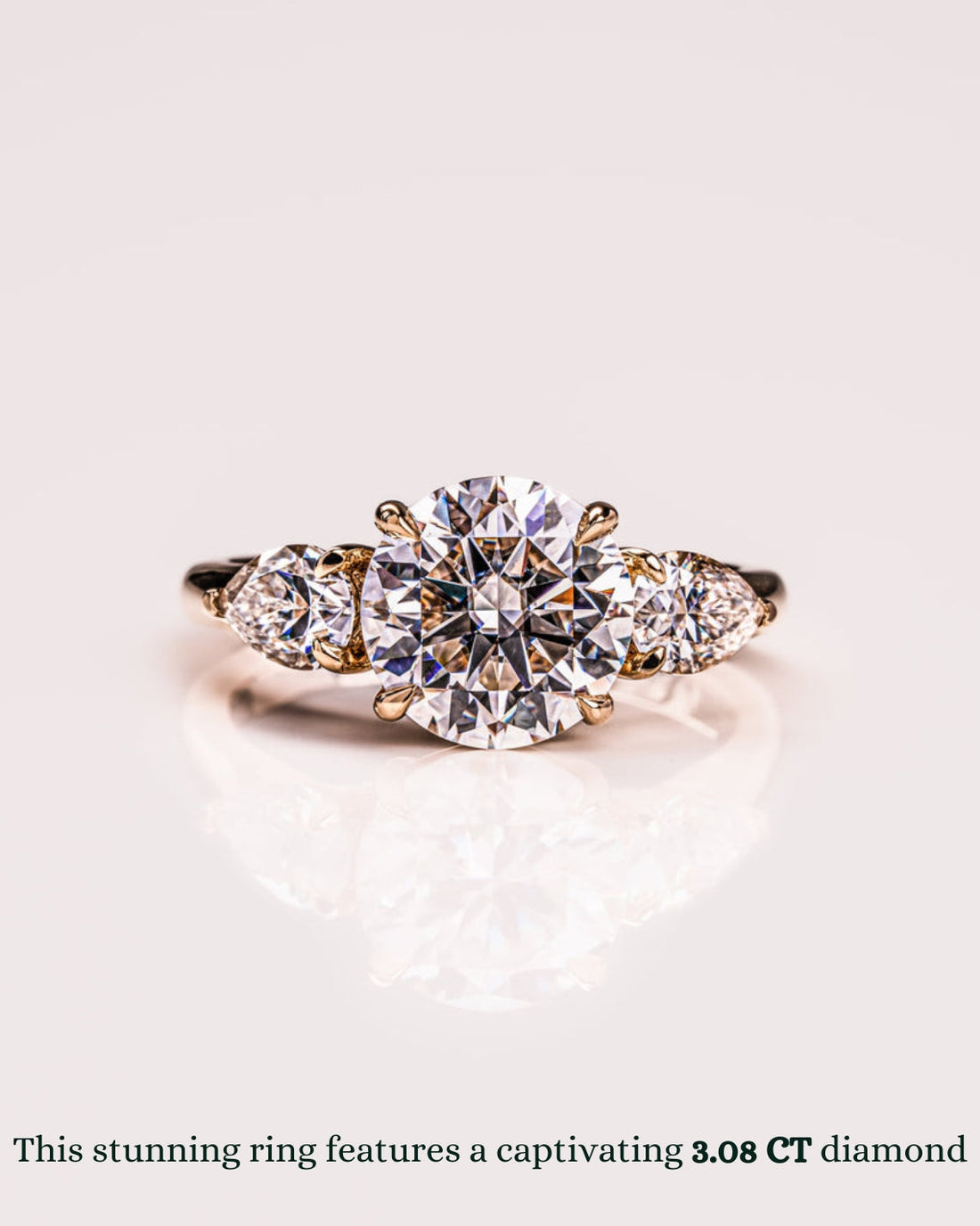 1.08-3.08 CT Round F/VS2 CVD Diamond Three Stone Engagement Ring